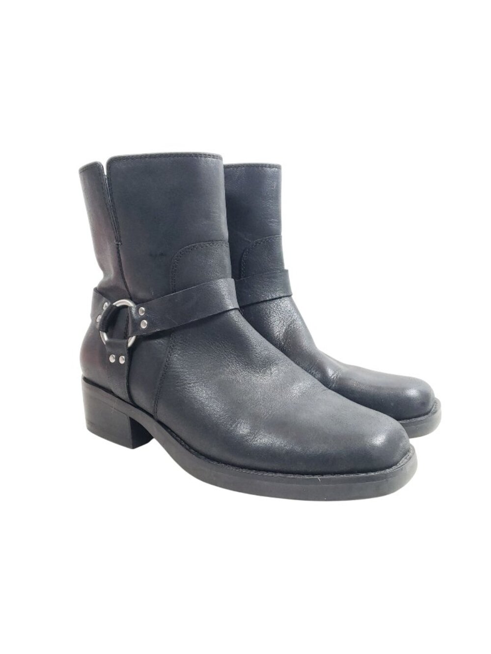 Sole Society Karisa Womens Size 9 Black Leather Ankle Harness Boots Zippered